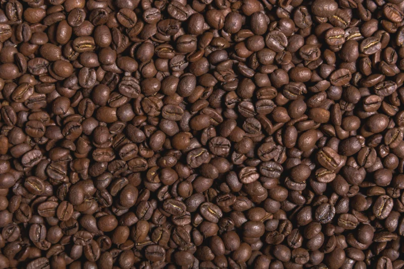 Gebrande koffiebonen, van dichtbij gefotografeerd